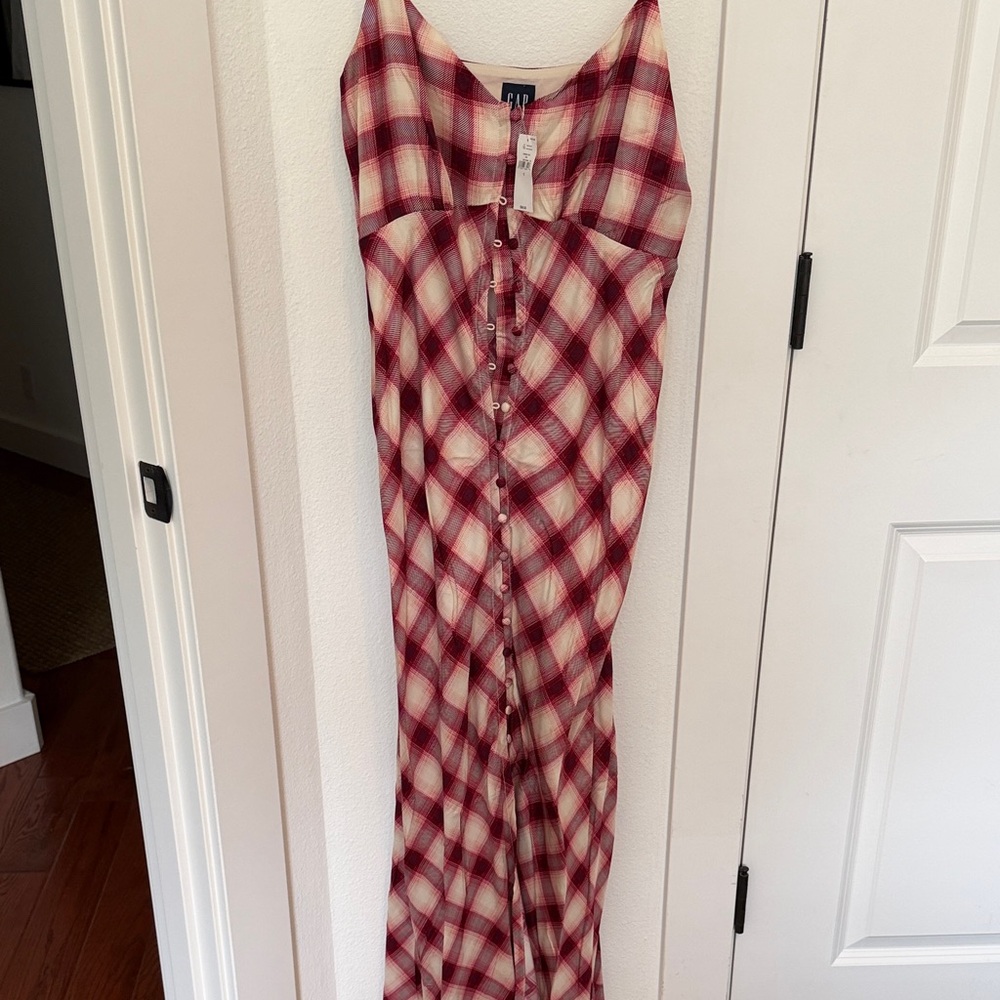 GAP Red Plaid Maxi Dress